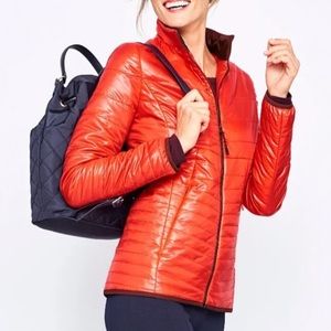 Talbots Primaloft‎ Orange Red Puffer Style Zip Up Lightweight Jacket Size Small
